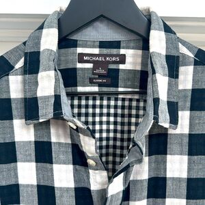 Michael Kors Classic Fit B&W Checkered Men's Sport Shirt. Large. Like New!